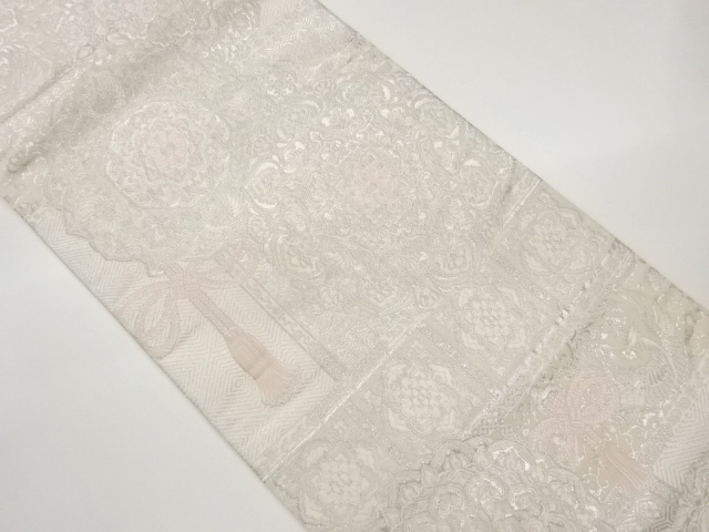 JAPANESE KIMONO / FUKURO OBI / WOVEN FLOWER CREST & BIRD 